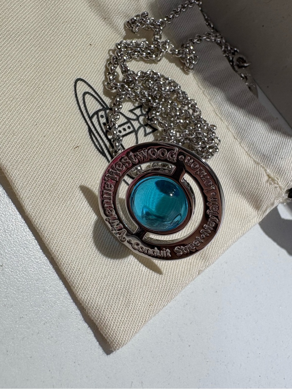 Vivienne Westwood blue Orb necklace